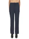 Theory Tailored High Waist Wide Leg Trousers In Blue