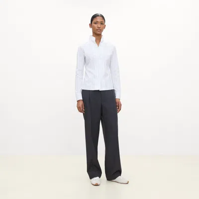 Theory Tailored Shirt In Striped Poplin In Black