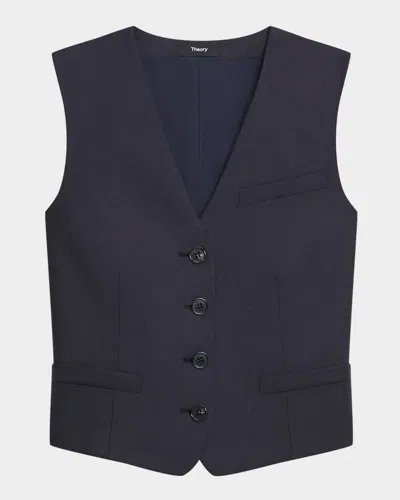 Theory Tailored Vest In Navy