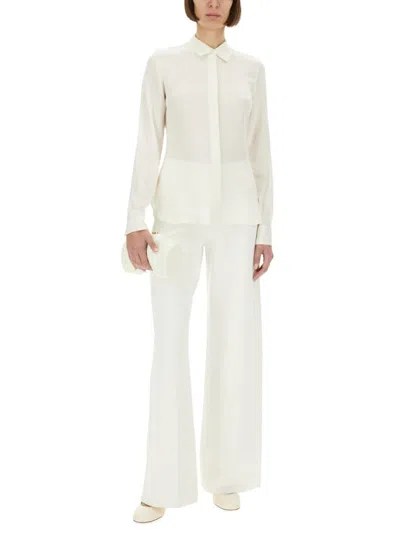 Theory Tailored Wide Leg Pants With High Waist In White