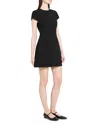 Theory Dolman-sleeve Tweed Canvas Mini Dress In Black