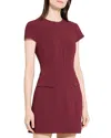 Theory Tailored Zip-front Mini Dress In Burgundy