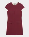 Theory Tailored Zip-front Mini Dress In Burgundy