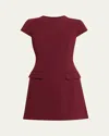Theory Tailored Zip-front Mini Dress In Burgundy