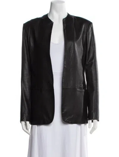 Pre-owned Theory Tamler L Lamb Leather Cape In Black