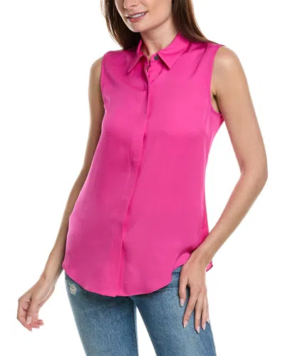 Theory Tanelis Silk Shirt In Pink