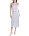 Theory Crushed Satin Sleeveless Racer Tank Midi Dress In Blue