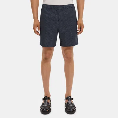 Theory Tapered Drawstring Short In Cotton Ottoman In Blue