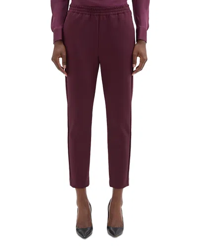 Theory Tapered Polished Pants In Burgundy