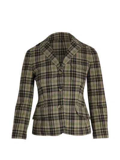 Pre-owned Theory Tartan Print Blazer In Neutral