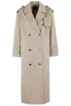 Theory Double-breasted Cotton-blend Gabardine Trench Coat In Neutrals