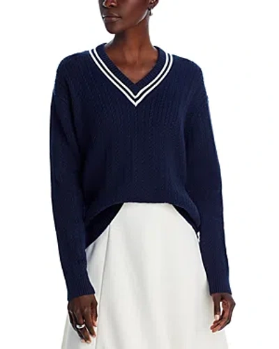 Theory Tennis Sweater In Navy New Ivory