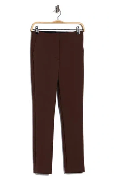 Theory Tennyson High Waist Slim Fit Tech Knit Pants In Brown