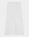 Theory Wide Pull-on Linen-blend J Pant In White