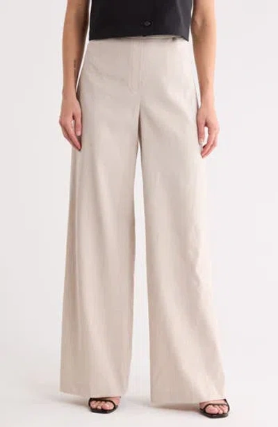 Theory Terena High Waist Linen Blend Wide Leg Pants In Neutral