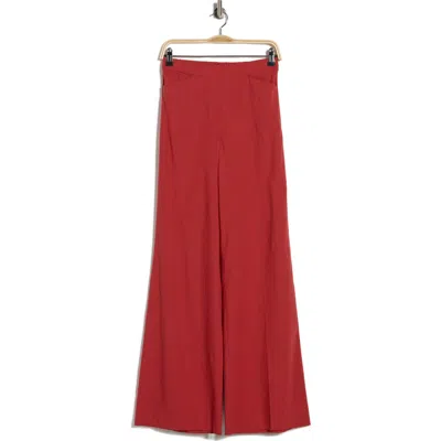 Theory Terena High Waist Linen Blend Wide Leg Pants In Red