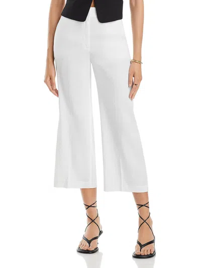 Theory Terena Womens Solid Linen Straight Leg Pants In White