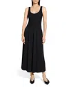 Theory Scoop Neckline Midi Dress With Flared Skirt In Black