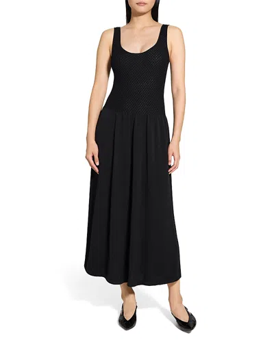 THEORY MIDI DRESS IN TEXTURED COTTON-BLEND
