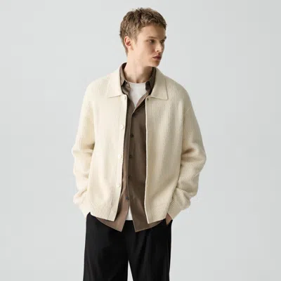 Theory Textured Cardigan In Cotton Silk Slub In Gray