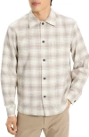 Theory Textured Cotton Button-up Shirt In Neutral