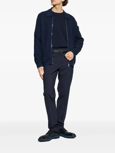 Theory Textured Crew-neck Jumper In Blue