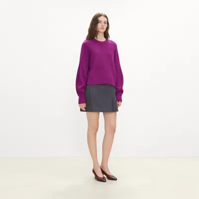 Theory Textured Crewneck Sweater In Cashmere In Purple