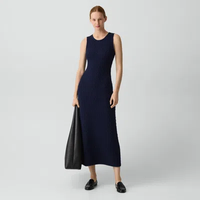 Theory Textured Dress In Orchard Cotton In Blue