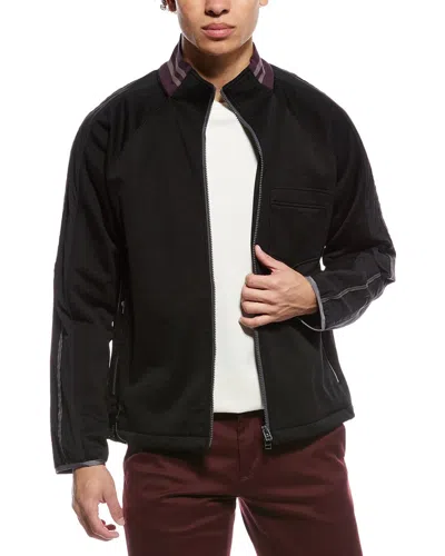 Theory Textured Knit Mixed Media Jacket In Black