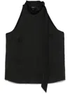 Theory Textured-satin Halter Top In Black