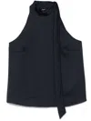 Theory Textured-satin Halter Top In Blue