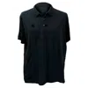 Theory Textured Short Sleeve Polo Shirt In Black Cotton In Black