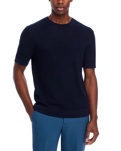 Theory Textured Short Sleeve Sweater In Black