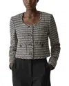 Theory Textured Stripe U Neck Cardigan In Gray