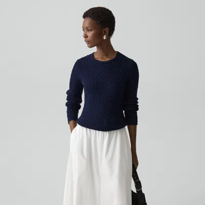 Theory Textured Sweater In Orchard Cotton In Blue