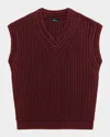 Theory Textured Vest In Burgundy