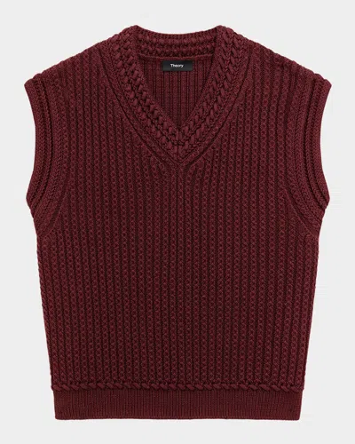 Theory Textured Vest In Burgundy