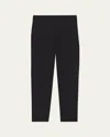 Theory Treeca Good Linen Cropped Pull-on Ankle Pants In Black