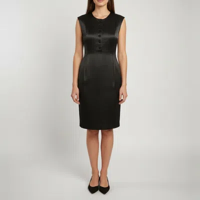 Pre-owned Theory Theyskens'  Black Satin Button Up Knee Length Dress S