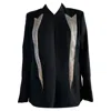 Theory Theyskens'  Stripe Detail Open Blazer In Black Wool In Black