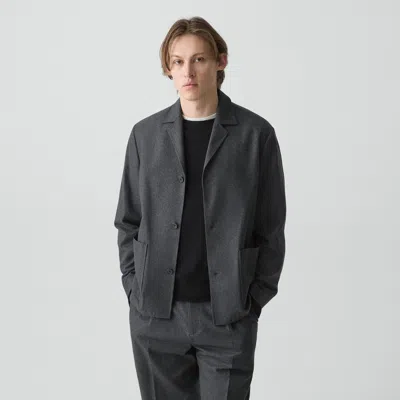 Theory Three-button Blazer In Cashmere-blend Flannel In Gray
