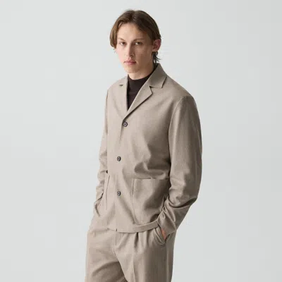 Theory Three-button Blazer In Cashmere-blend Flannel In Neutral