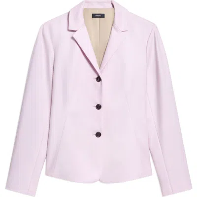 Theory Three Button Blazer In Rose Mauve Melange