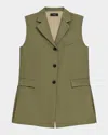 Theory Three-button Vest In Forest Moss