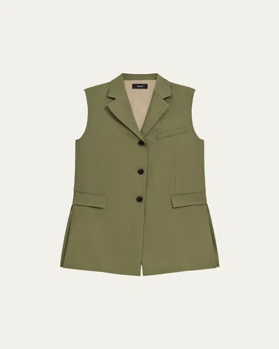 Theory Three-button Vest In Green