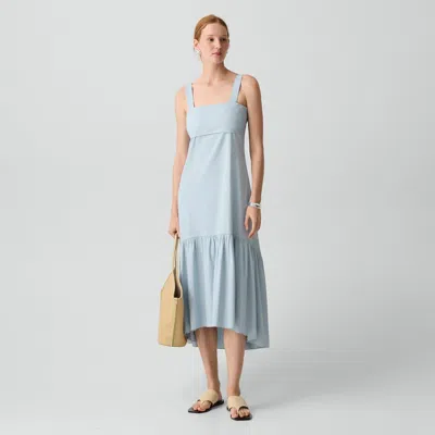 Theory Tie-back Dress In Good Linen In Blue