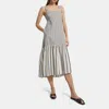Theory Tie-back Dress In Striped Cotton Poplin In Multi
