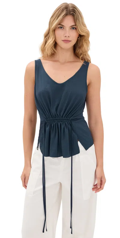 Theory Tie Easy Tank Nocturne Navy In Blue