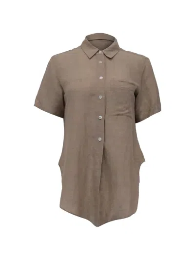 Pre-owned Theory Tie-front Button-down Shirt In Neutral