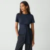 Theory Tie-front Tee In Cotton In Nocturne Navy